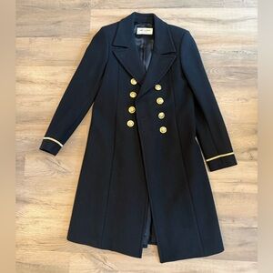 Yves Saint Laurent Black Coat with Gold Buttons